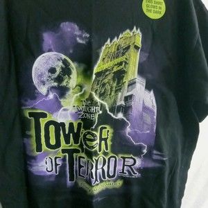 Vtg Tower Of Terror 90s Twilight Zone Disney Sz M Glow in Dark w/ Tag T-Shirt